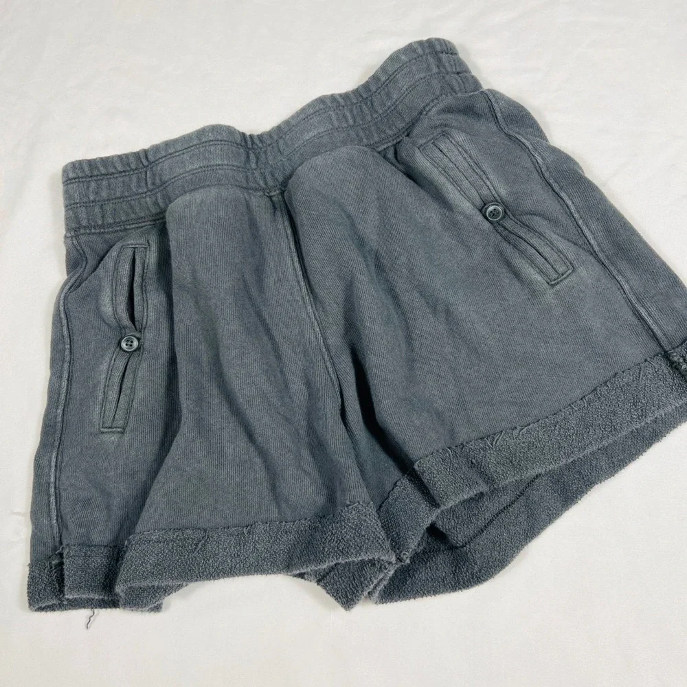 Aerie Womens XS Grey High Waisted French Terry Sweat Shorts Button Pocket Lounge